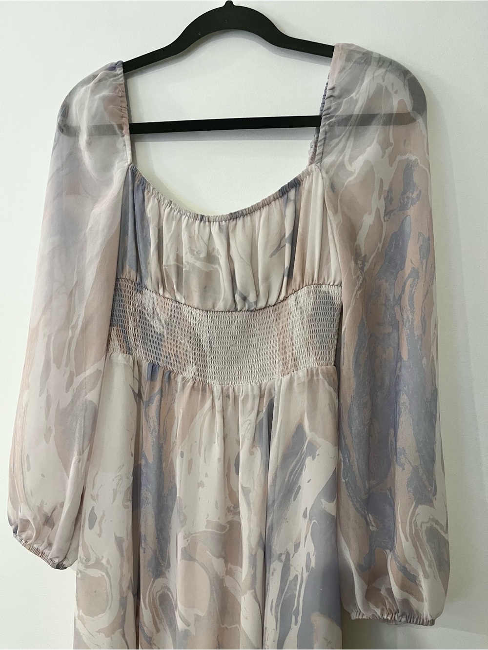 Aritzia Wilfred Bella Slit Light Birch Pale Sky Long Sleeve Cottagecore Dress M - Picture 8 of 10